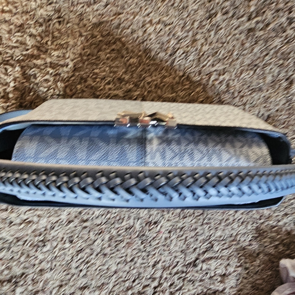 Michael Kors Blue Monogram Shoulder Bag - Picture 6 of 8